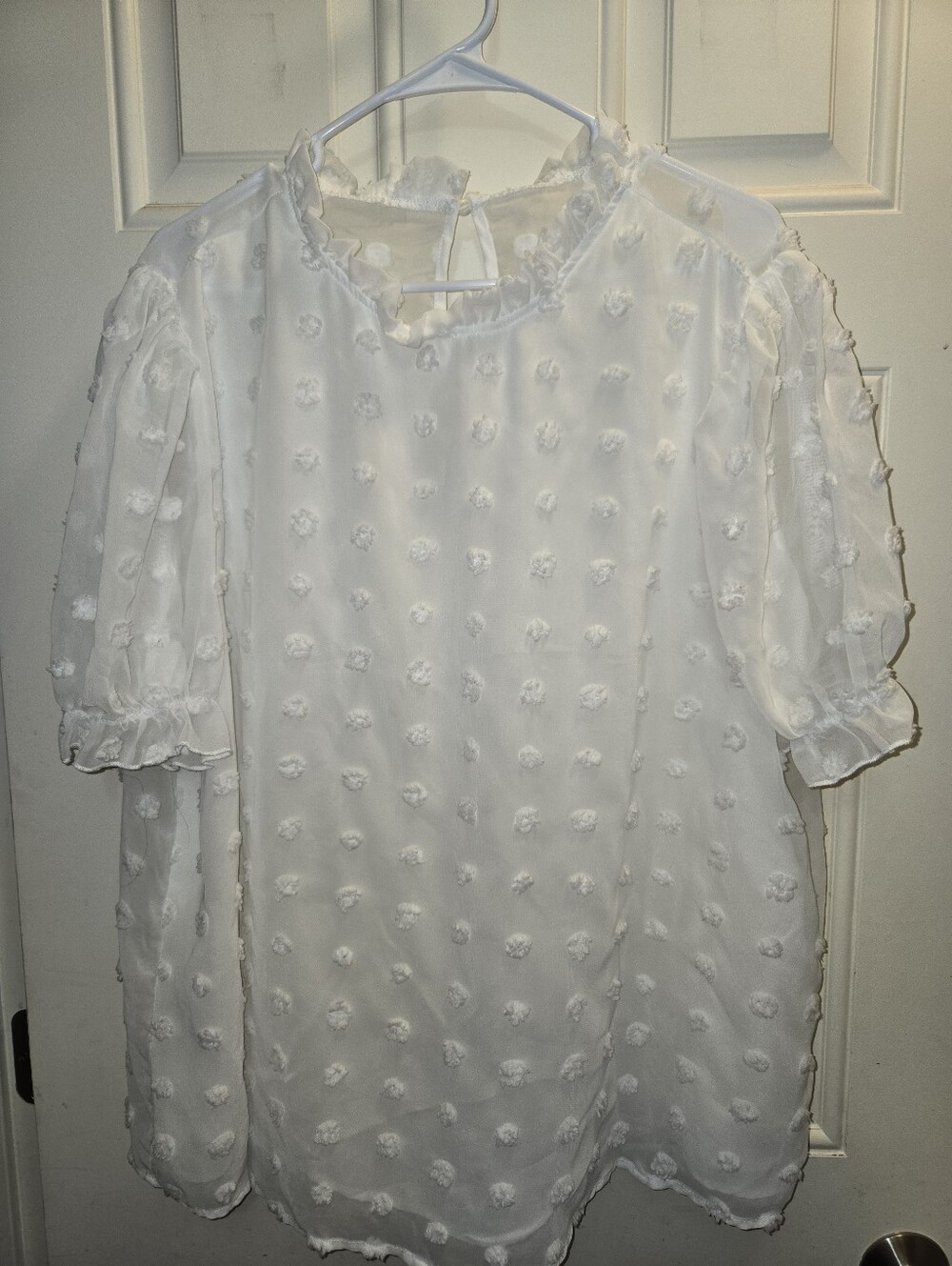 Shein 3x (In American Sizes) Women’s White Swiss Dot Blouse